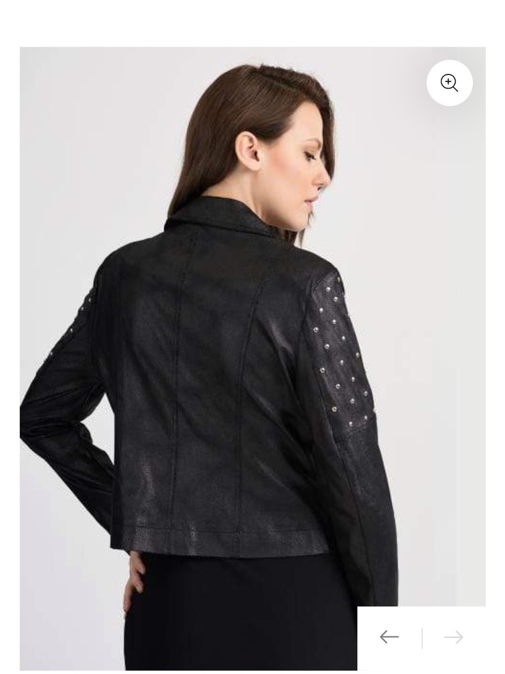 Joseph Ribkoff Studded Black Biker Moto Jacket Silver Studs Medium - Picture 10 of 10